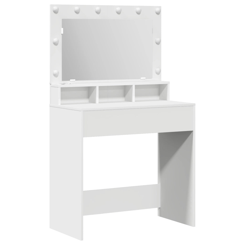Tavolo da trucco  con luci LED - Bianco 79x41x135 cm