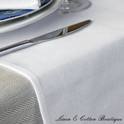 Tela da Cucina Classica Bianca - 50% Lino 50% Cotone - 47 x 270 cm - Tovaglie per Tavolo Cucina Famiglia Diner - Matrimonio Compleanno Ristorante Hotel