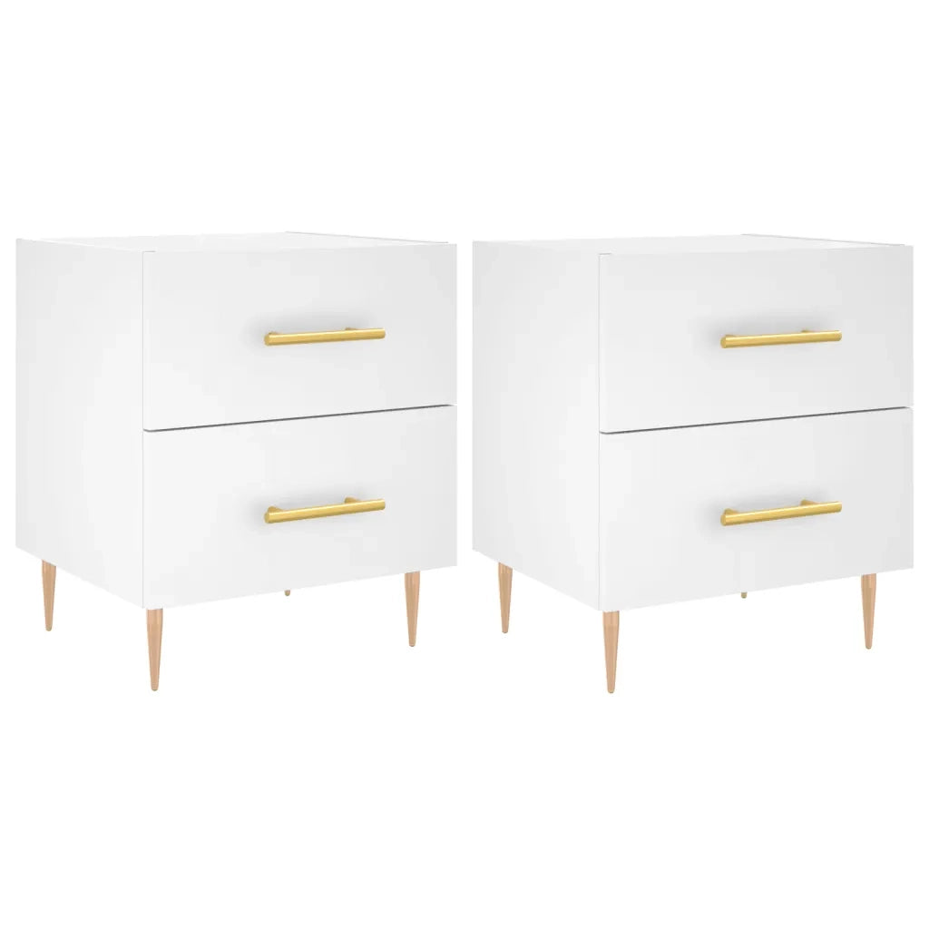 Set di 2 Comodini | Armadio da Notte | Mobiletto da notte Bianchi 40x35x47,5 cm in Legno Multistrato