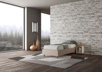 Letto Singolo Sommier 80x190 cm con Rete e Contenitore Azelia Tortora