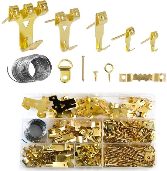 Set di supporti per foto da appendere - con anello da appendere - hanger a denti di sega - viti/bulloni - 250 pezzi - per uso domestico/ufficio - supporto per foto