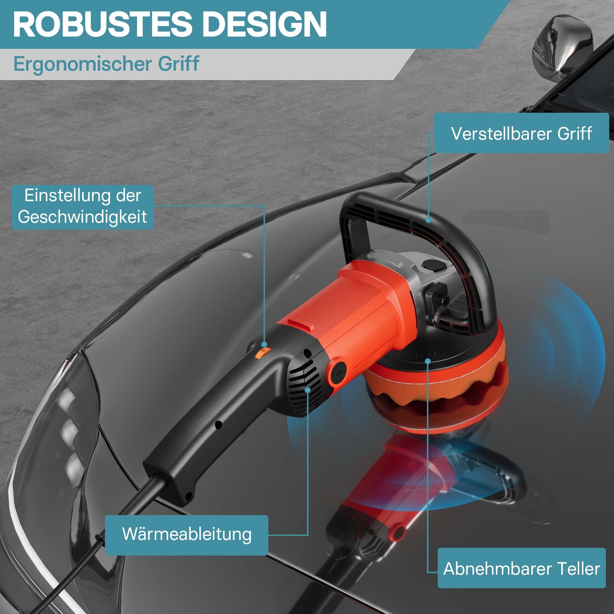 Lucidatrice 1200W  Levigatrice a 6 livelli fino a 3000rpm Smerigliatrice rotativa Set