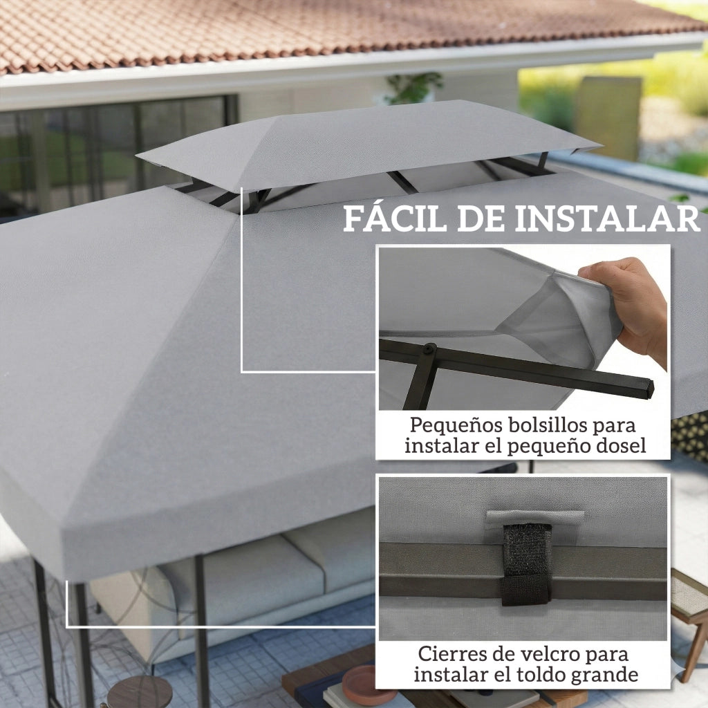 Toldo da giardino 4x3 m ¨C zephmum ¨C grigio chiaro