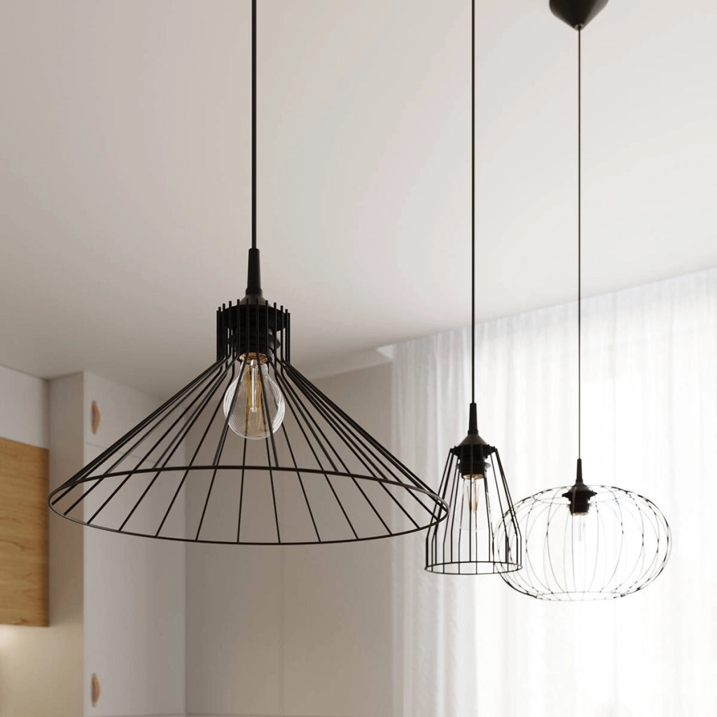 Lampada a sospensione industriale ELINA nera E27 15W