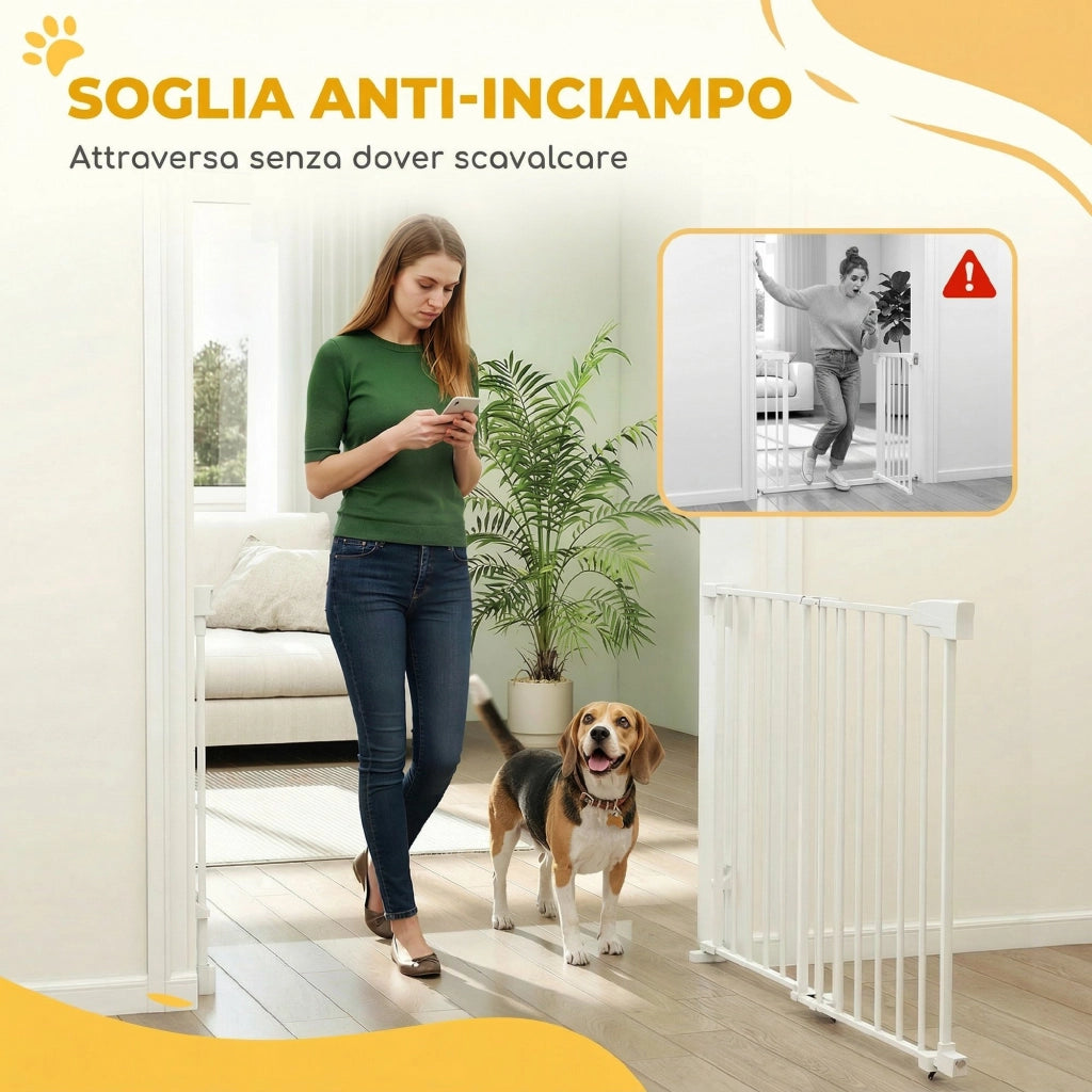 Cancelletto di Sicurezza per Cani ¨C zephmum ¨C Bianco 74.5-111.5x74.5 cm
