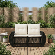 Divano da giardino 2-Numero di posti Nero polyrattan 42026701