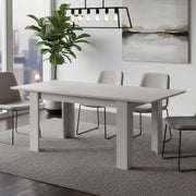 Tavolo allungabile Artino, Tavolo da pranzo estensibile, Consolle multiuso con allunghe, Cm 140x88h75, Bianco