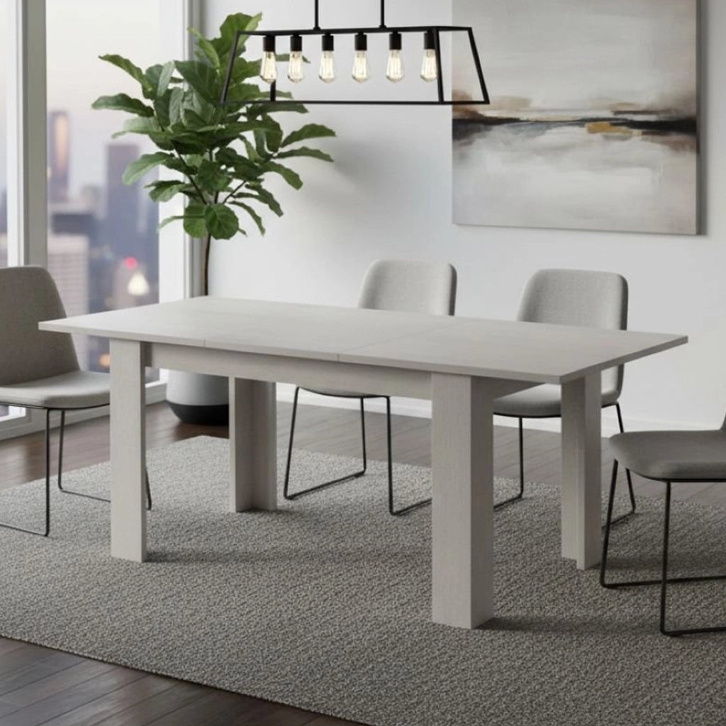 Tavolo allungabile Artino, Tavolo da pranzo estensibile, Consolle multiuso con allunghe, Cm 140x88h75, Bianco