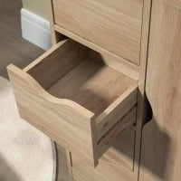 Mobile Bagno con 4 Cassetti, Armadietto a 2 Livelli e Maniglie Ritagliate, in Truciolato, 54x29x83 cm