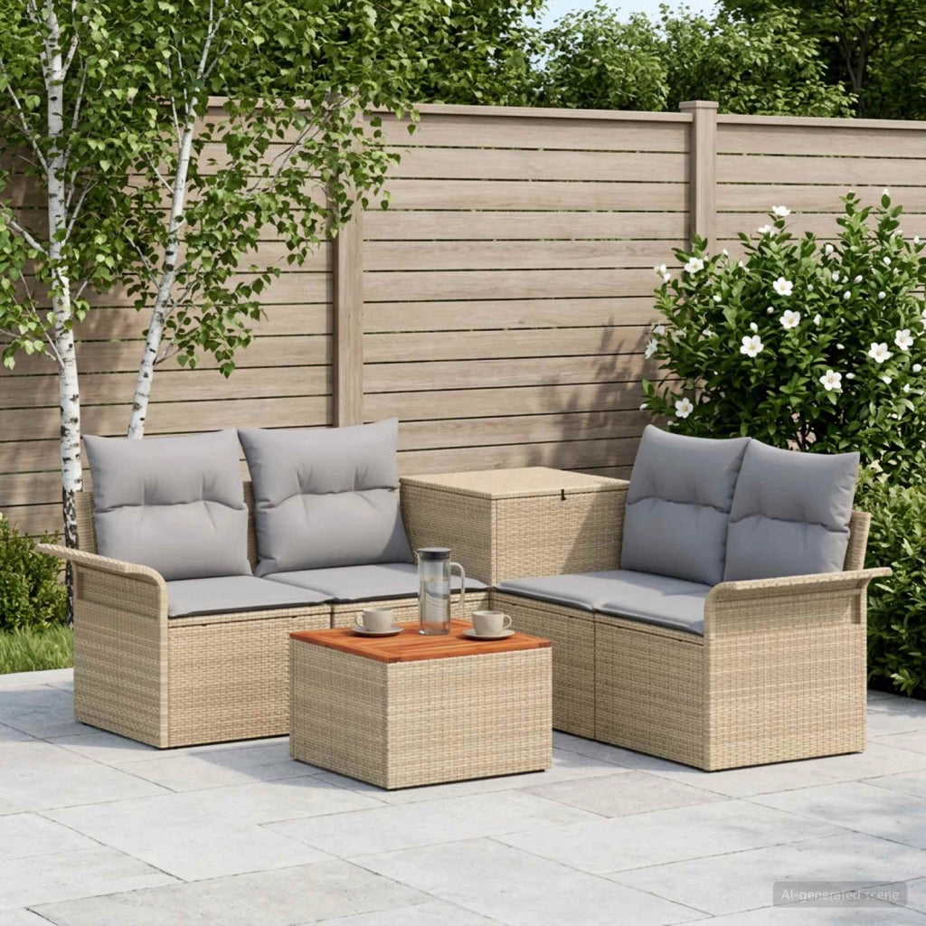 Set di divani 6 pz 4-Numero di posti Beige e Grigio Chiaro 3447093