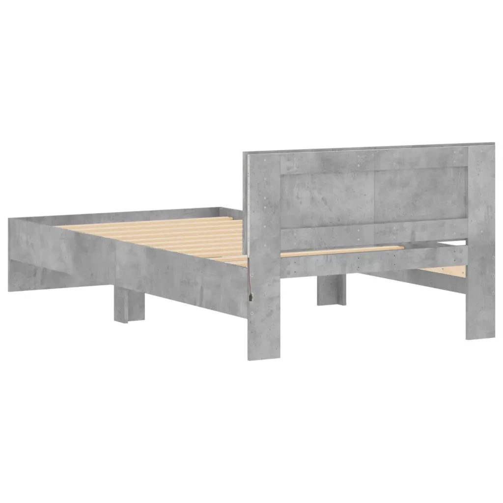 Giroletto con Testiera e LED-Struttura Letto con testiera Grigio Cemento 100x200 cm 767688