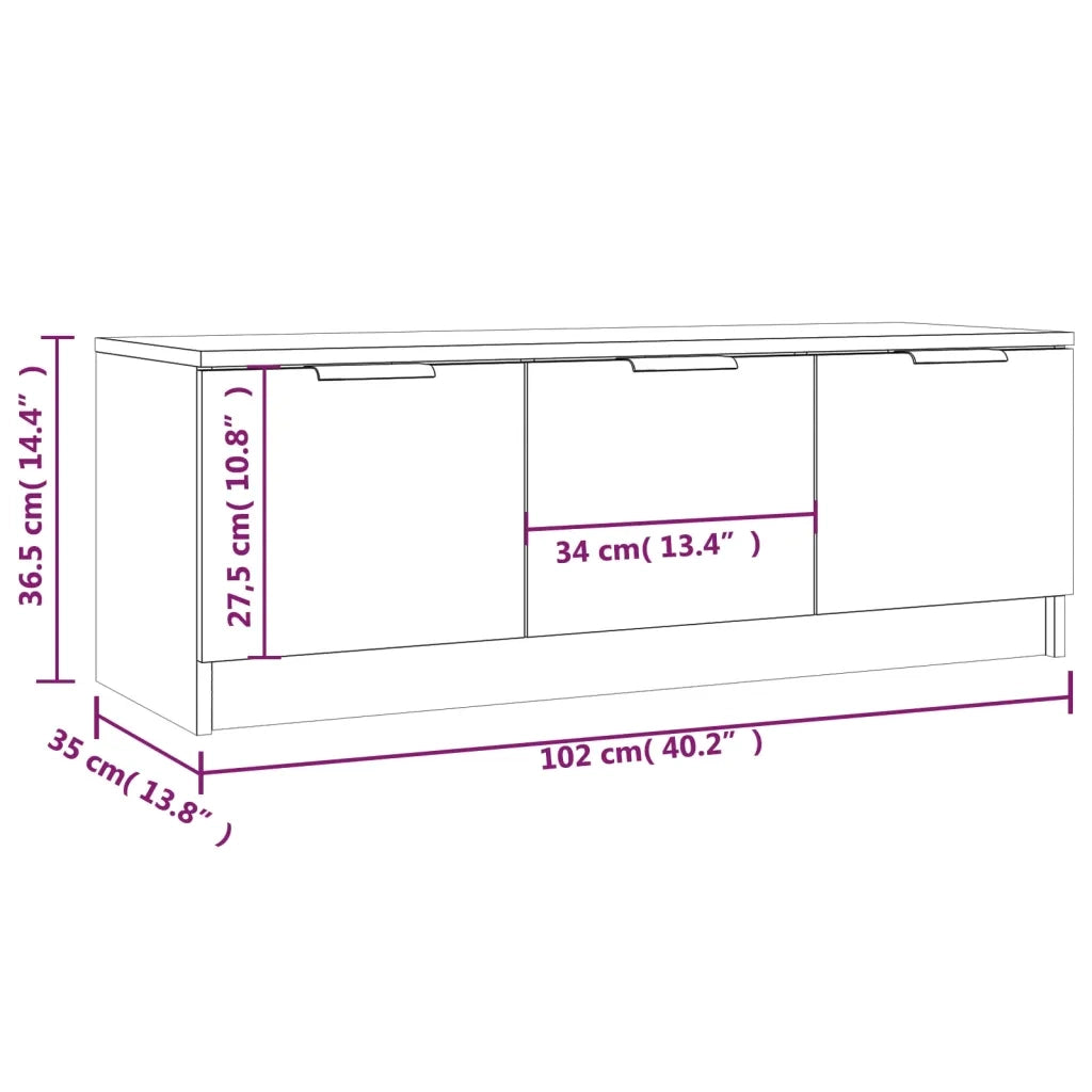 Mobile TV Rovere Fumo 102x35x36,5 cm in Legno Multistrato 817081