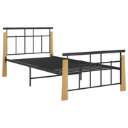 Giroletto-Struttura Letto in Metallo e Legno Massello di Rovere 90x200 cm