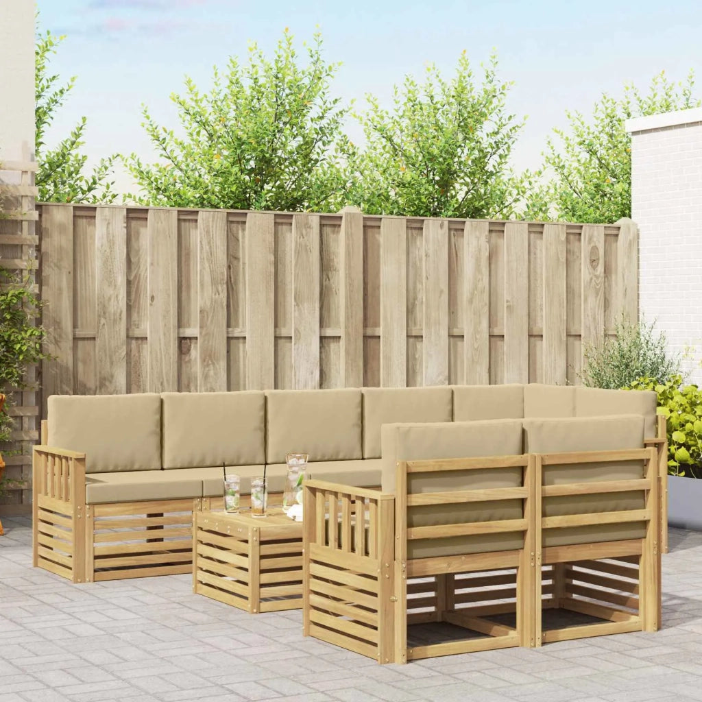 Set di divani da esterno 8 pcs Bianco e Beige 59 x 59 x 37 cm