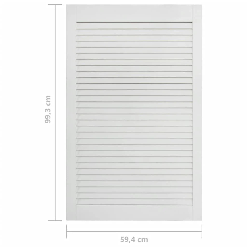 Porta a persiana in legno massello di pino anta per mobile anta per mensola rivestimento per armadio guardaroba paravento bianco 99,3 x 59,4 cm 02_0003889