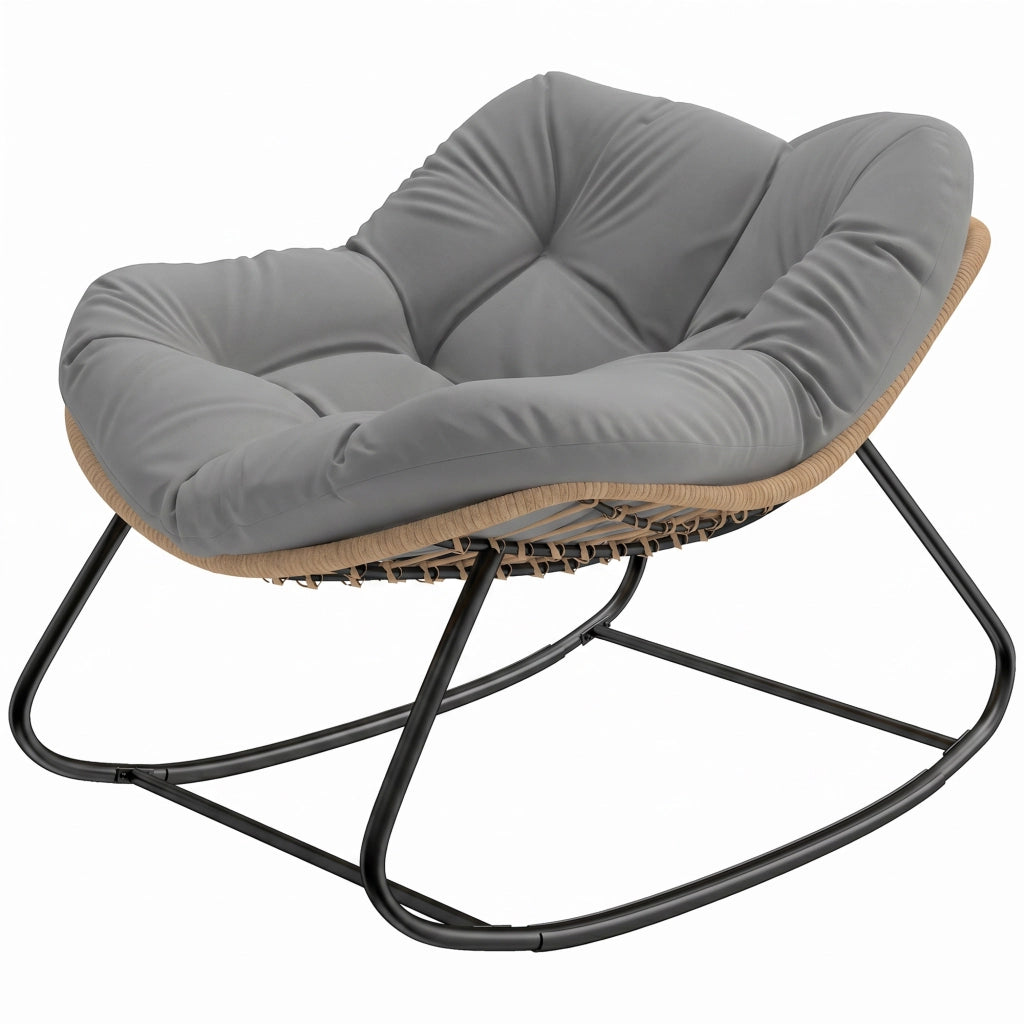 Poltrona a Dondolo Ovale Papasan per Interni ed Esterni ¨C zephmum ¨C Grigio