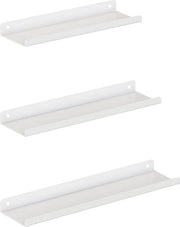 Set a tre elementi per pareti - pannello galleggiante - pannello bianco - finitura a specchio in acciaio - leggero - facile da installare - progetto spazievitore - 30 cm x 9 cm x 2,5 cm / 35 cm x 9 cm x 2,5 cm / 40 cm x 9,5 cm x 2,5 cm