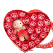 Trade Shop - Scatola Regalo A Forma Di Cuore Con Orsetto E Rose Per San Valentino Anniversari -