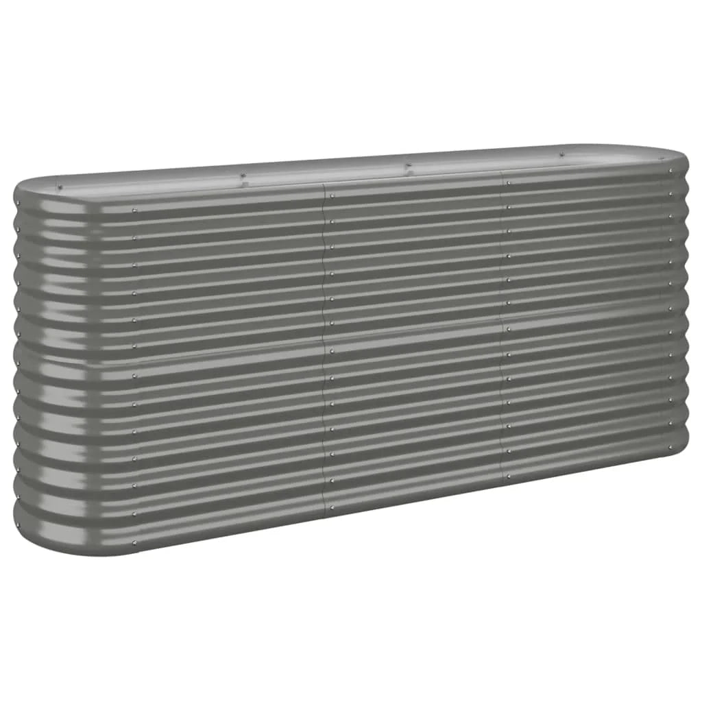 Fioriera rialzata per piante e fiori adatta per terrazze e giardini in acciaio verniciato a polvere 152 x 40 x 68 cm grigio 02_0039580
