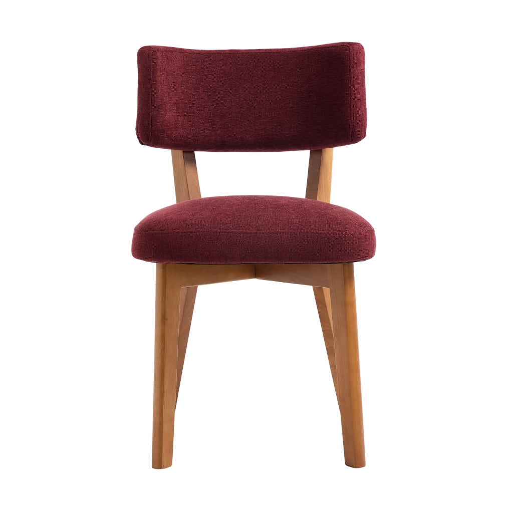 Sedia da pranzo imbottita in legno massello; 54;5 x 47 x 77 cm; rosso vino