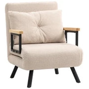 Divano Letto Singolo Pieghevole Divano Letto Convertibile 4 in 1 Schienale Regolabile 5 Livelli e Cuscino 63x73x81 cm Beige