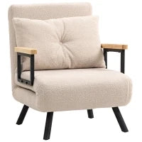 Divano Letto Singolo Pieghevole Divano Letto Convertibile 4 in 1 Schienale Regolabile 5 Livelli e Cuscino 63x73x81 cm Beige