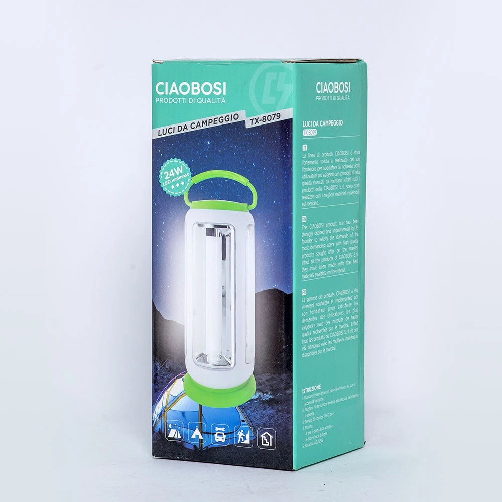 Trade Shop - Lampada Luce Emergenza Batteria Ricaricabile Led 24w Tx-8079 Lanterna Campeggio -