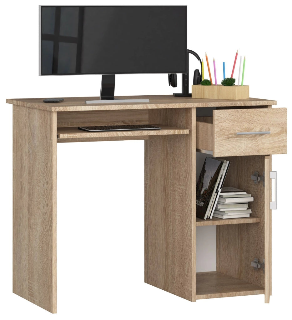 Scrivania AKORD PIN Sonoma Quercia 90 cm 1 anta 1 cassetto 90x50x74 cm