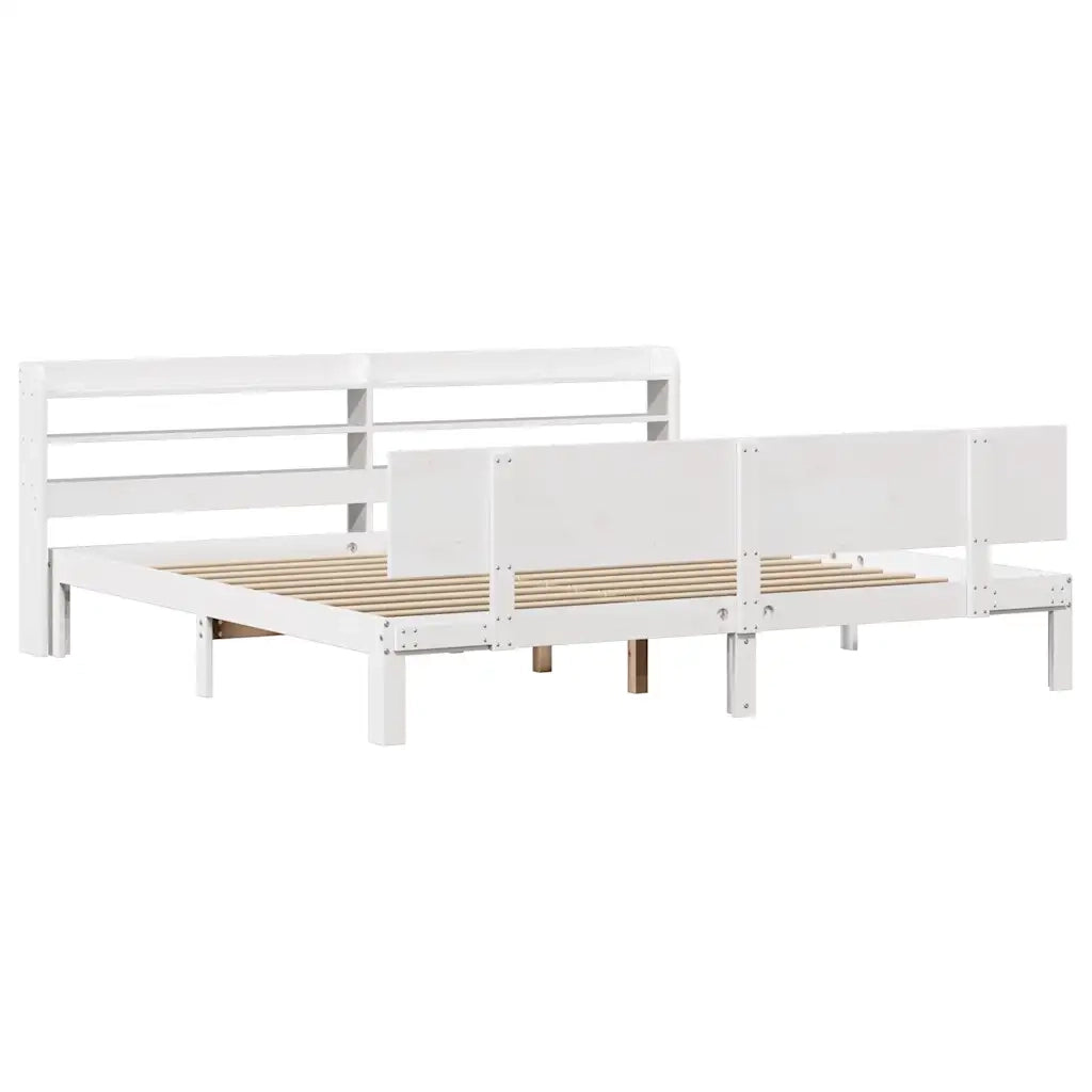 Giroletto con Testiera senza Materasso-Struttura Letto Bianco 180x200 cm 814870