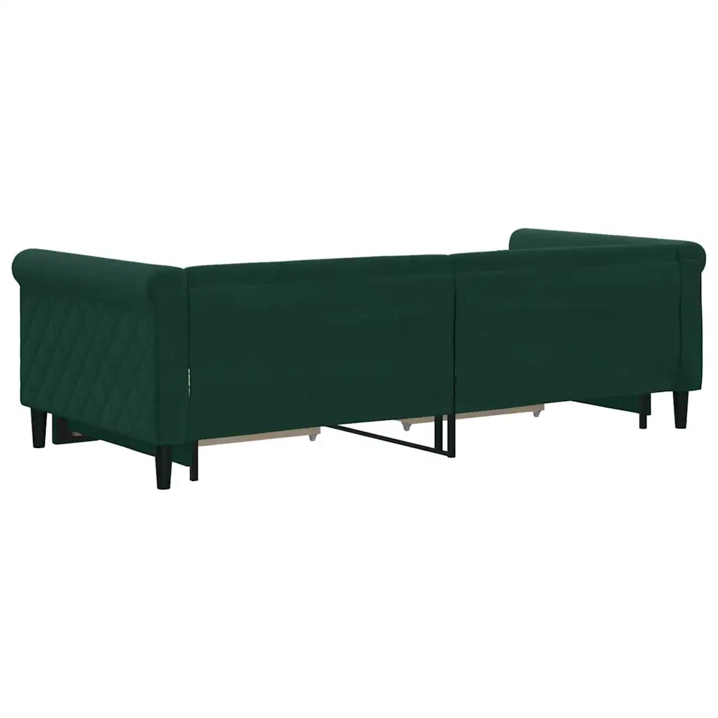 Divano Letto Estraibile Cassetti Verde Scuro 90x200cm Velluto 3197821