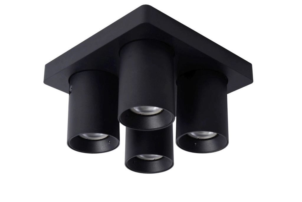 Lucide Nigel plafoniera quadrata nera 4xGU10 dimmerabile 2200K
