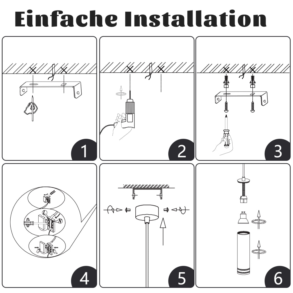 Lampada a sospensione ZMH GU10 Cilindro 1 luce Nero moderno per cucina Camera da letto Soggiorno