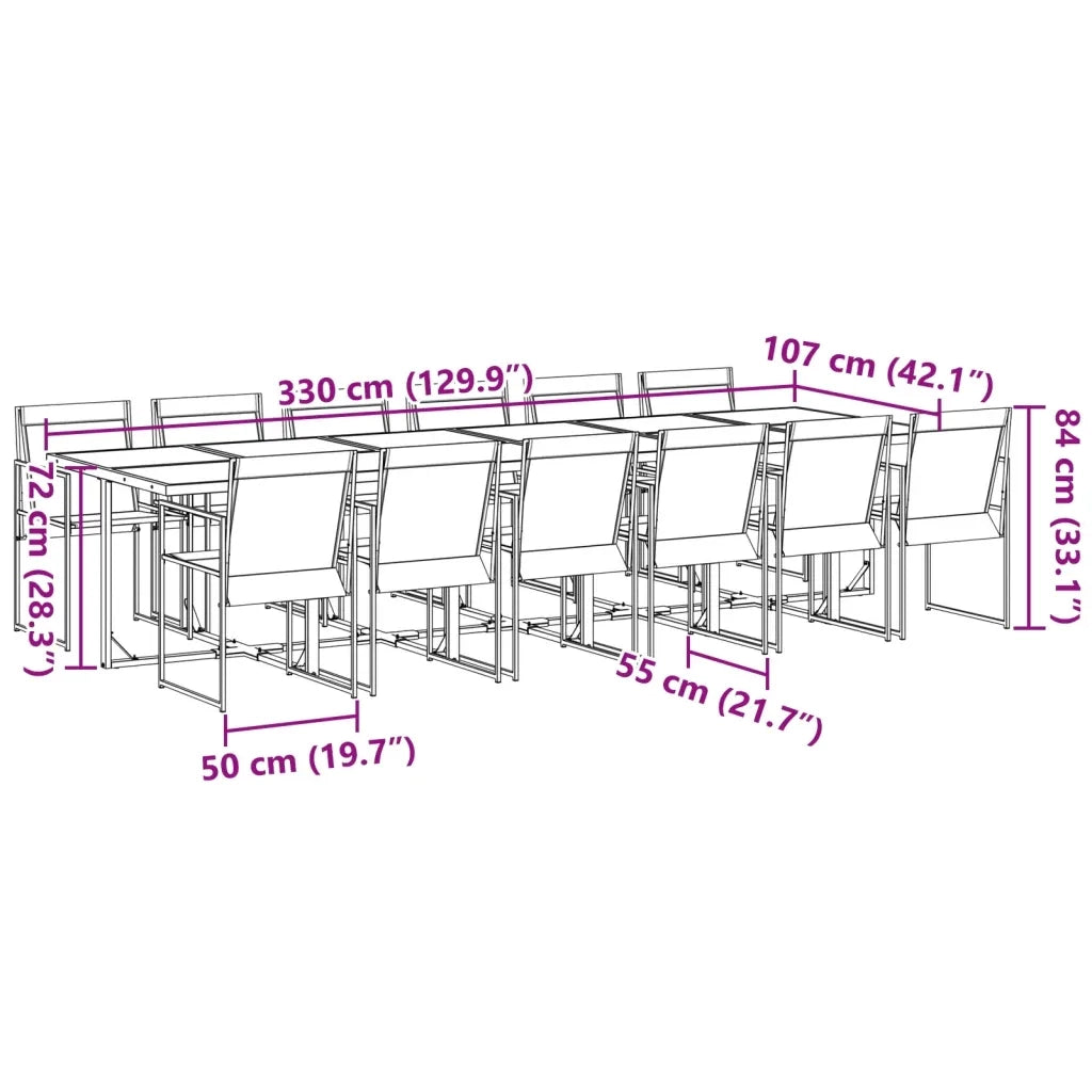 vidaXL Set da Pranzo da Giardino 13 pz Nero in Textilene