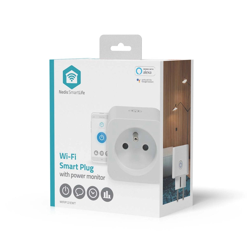 SmartLife Wi-Fi Connected Socket IP21 Wattmetro 3680W Tipo E Francia Bianco Nedis