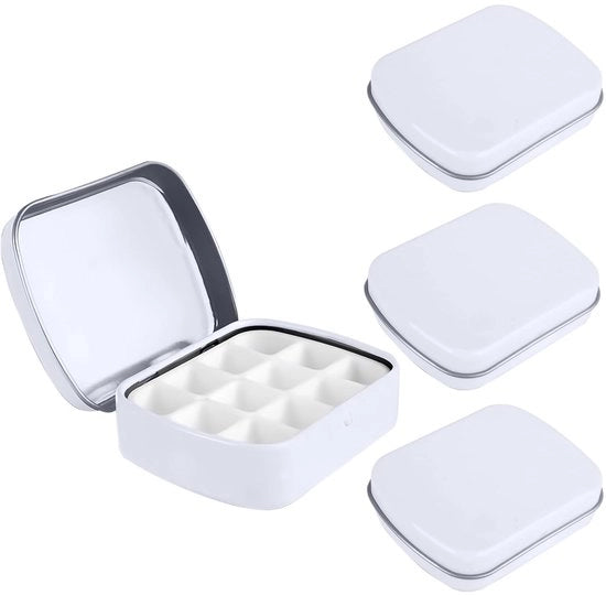 Palette Mini per Acquarello - 4 Pezzi - Palette di Vernici Metallica - Portatile - Compatta - Coperchio - Leggera