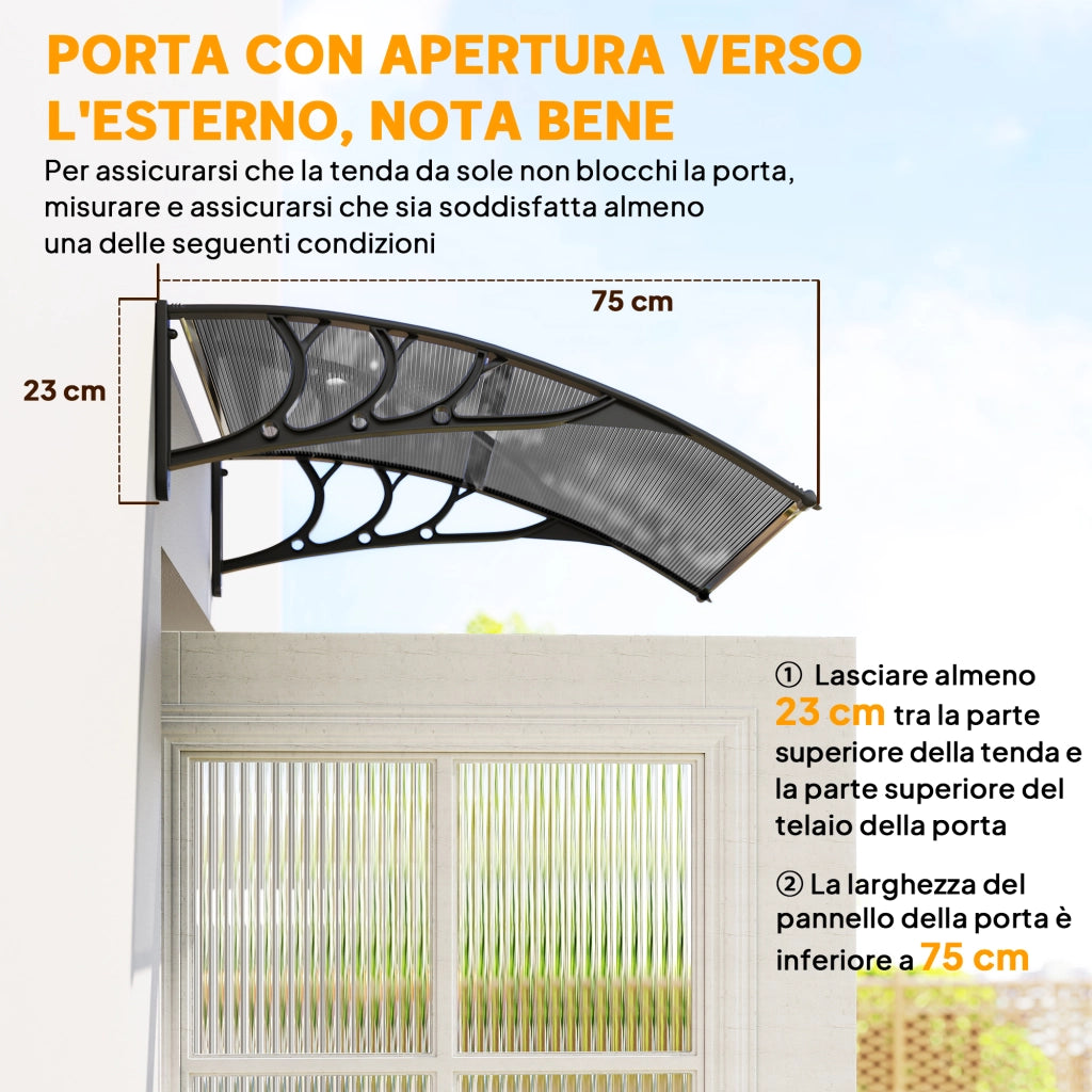 Tettoia Policarbonato Anti-UV Esterno ¨C Zephmum ¨C Grigio 100x80 cm