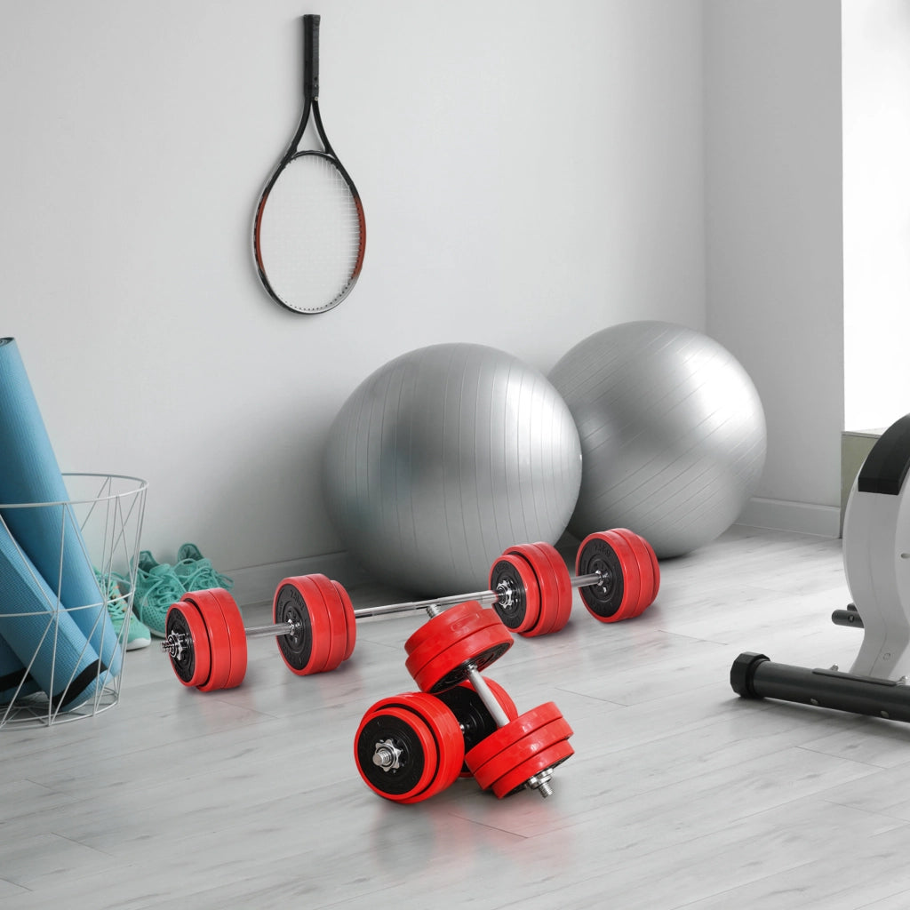 Set di Manubri Pesi 2 in 1 ¨C zephmum ¨C 30kg, Rosso e Nero