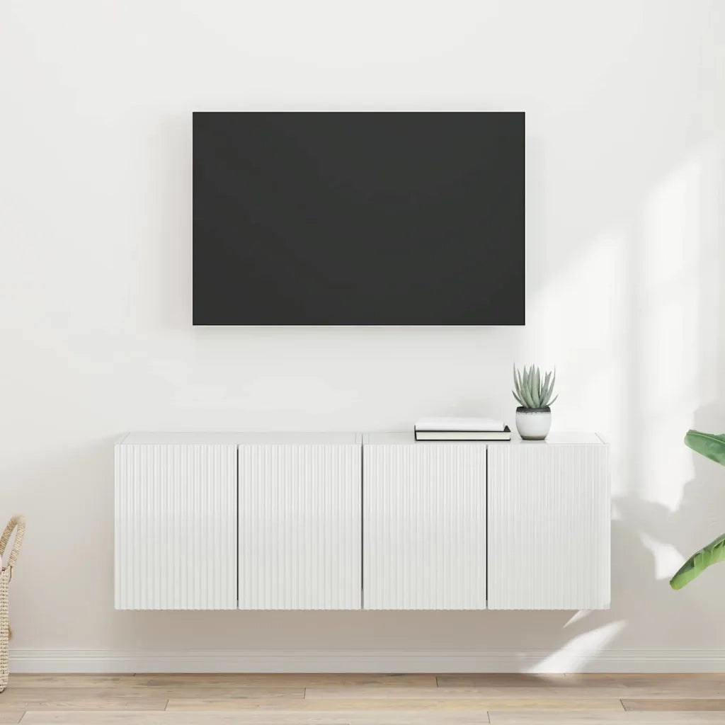 Mobile TV da parete 2 pz-Set di 2 Mobile TV a Muro-Credenza TV Bianco Lucido 59,5 x 31 x 40 cm