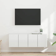 Mobile TV da parete 2 pz-Set di 2 Mobile TV a Muro-Credenza TV Bianco Lucido 59,5 x 31 x 40 cm