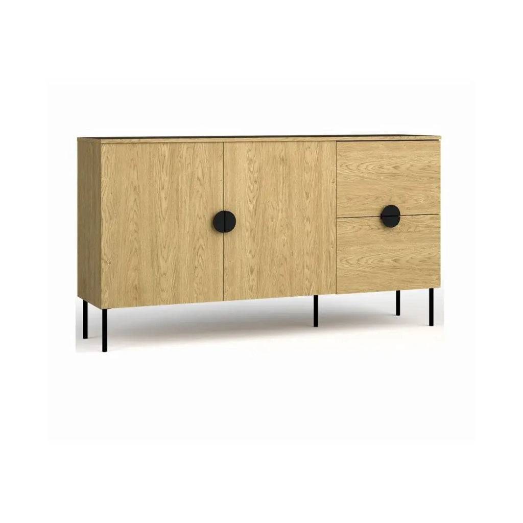 Set arredamento soggiorno: Mobile TV 200 cm, tavolino, credenza, rovere, collezione MONDO