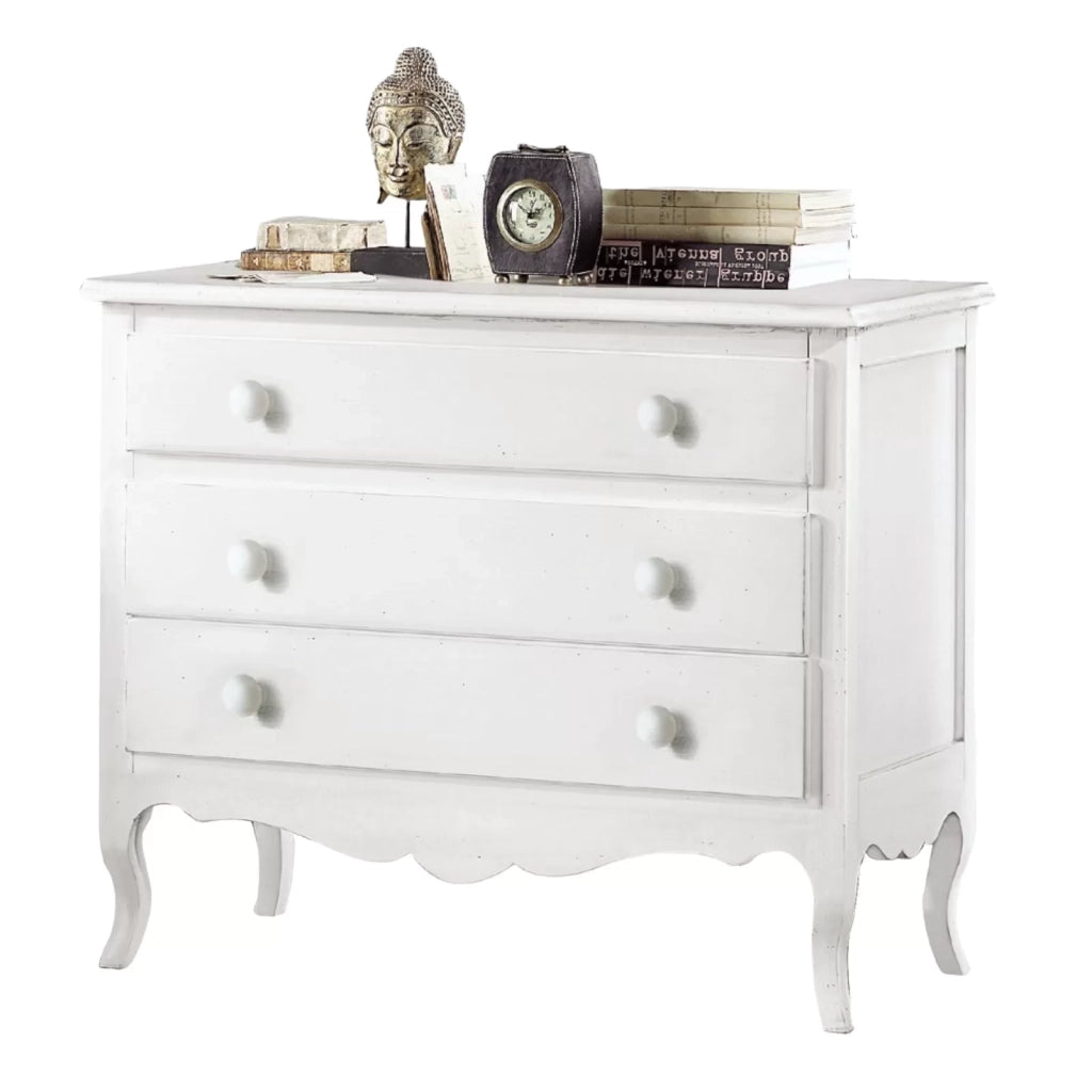 Como' 3 cassetti classico sagomato bianco 107x52x89 (1305) - Mobili 2G