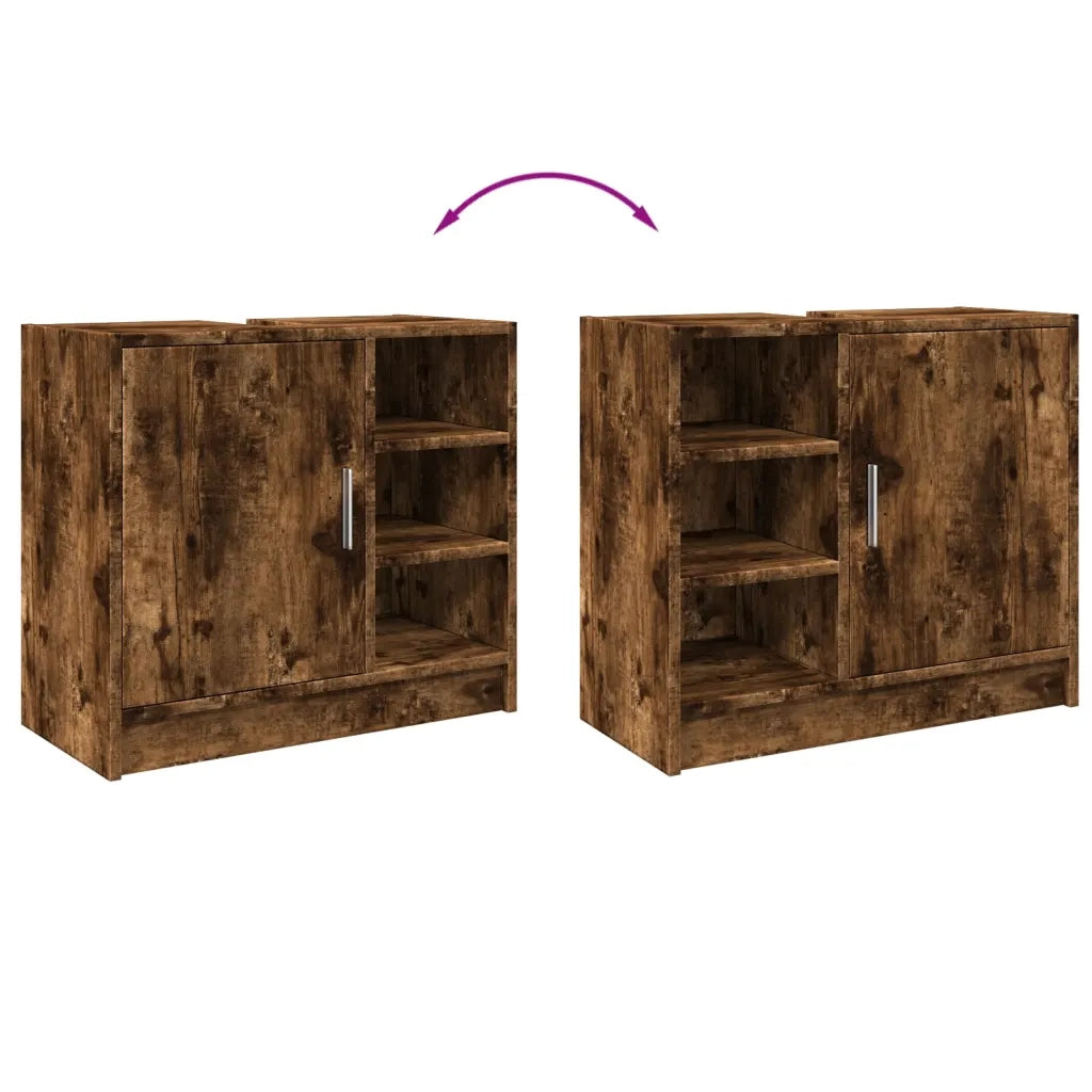 Mobile Lavabo-Armadietto da bagno Rovere Fumo 63x29x55 cm in Legno Multistrato 322111