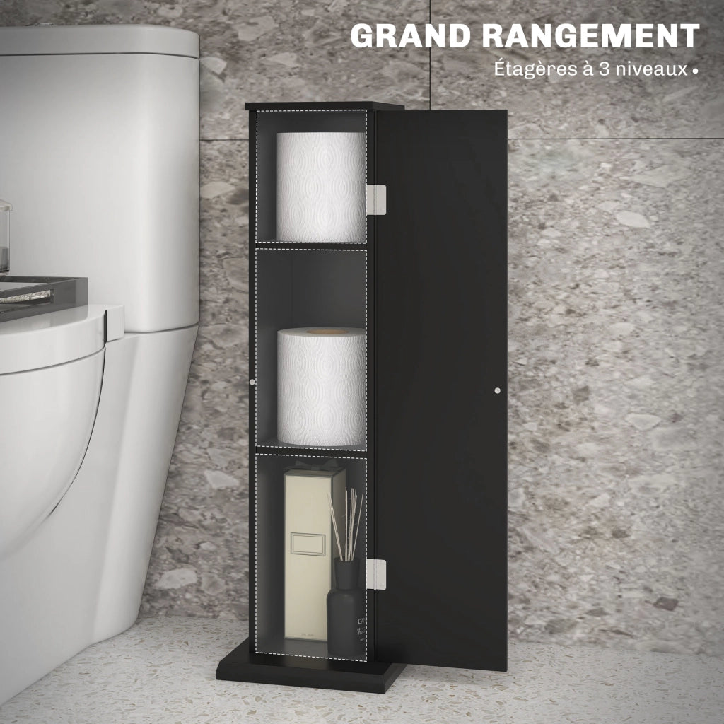 Mobiletto bagno 3 ripiani con portarotolo ¨C Xylo ¨C nero salvaspazio