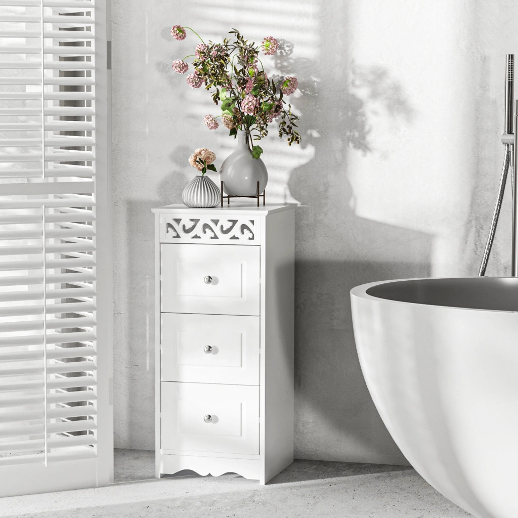 Cassettiera Bianca con 3 Cassetti ¨C zephmum ¨C 29.8x29.8x68.5 cm