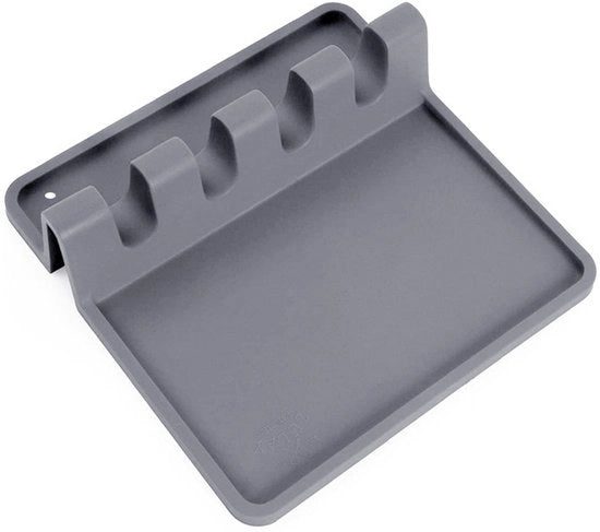 Pannello di silicone per la cottura - supporto per cucchiai - spatola per la cottura - supporto per cucchiai di cottura - grattugia e cucchiaio per la cottura - ripiano multifunzionale per cucina e casa (grigio)