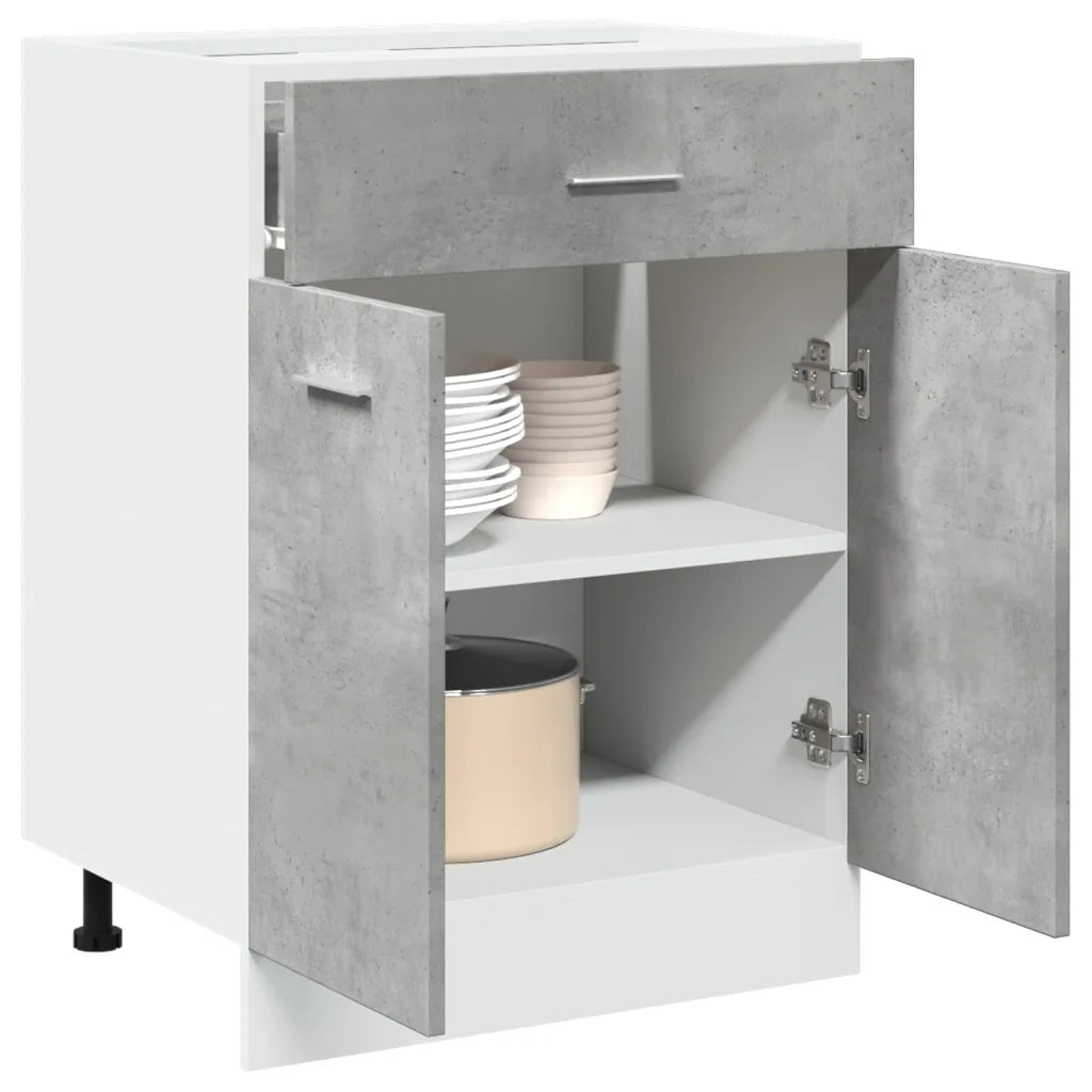 Pensile da cucina | Armadio Inferiore Cassetto ¡°Lyon¡± Grigio Cemento 60x46x81,5