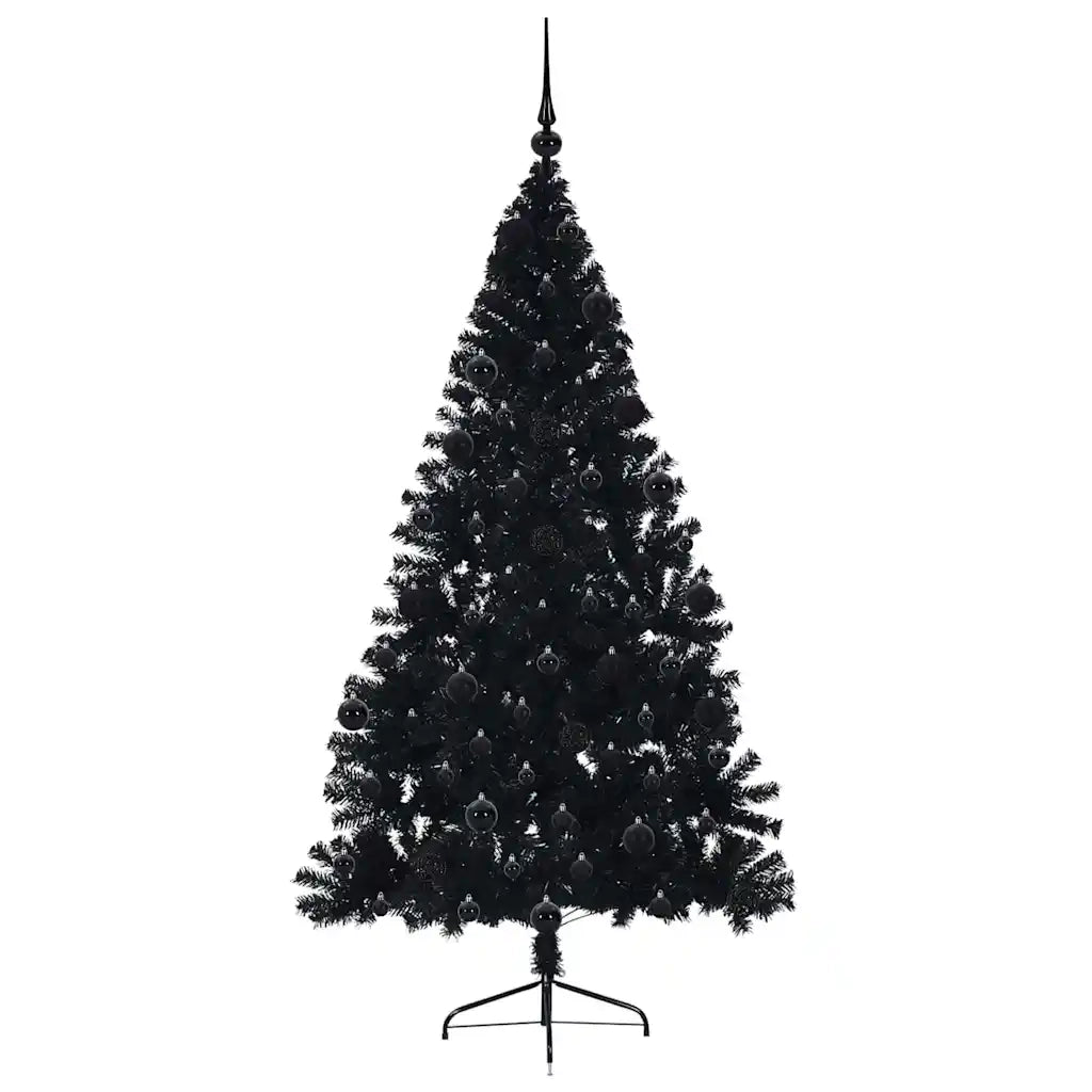 Albero di Natale artificiale con luci integrate Nero 210 cm PVC 3397155