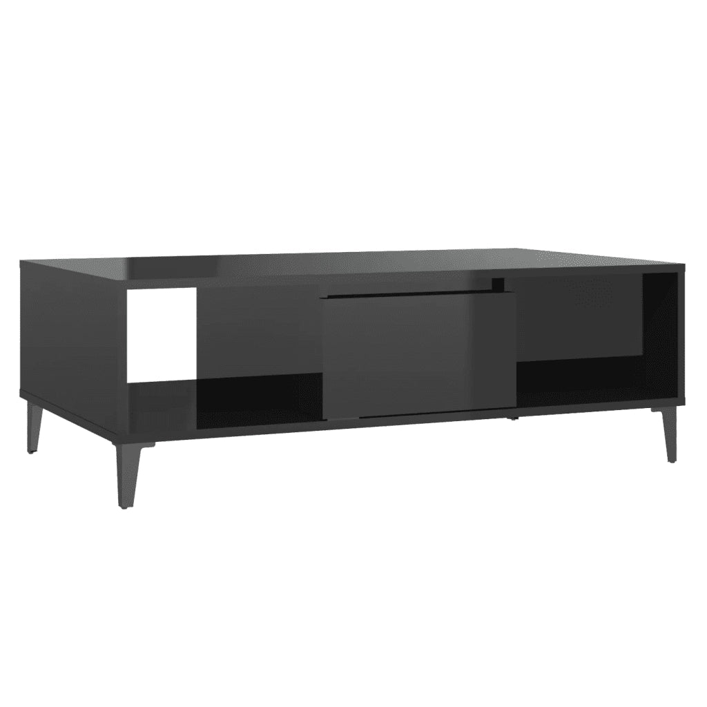 Tavolino da Salotto Nero Lucido 103,5x60x35cm Legno Multistrato 806029