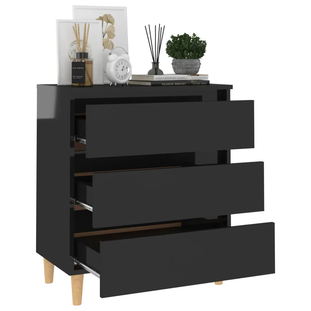 Credenza Nero Lucido 60x35x69 cm in Truciolato