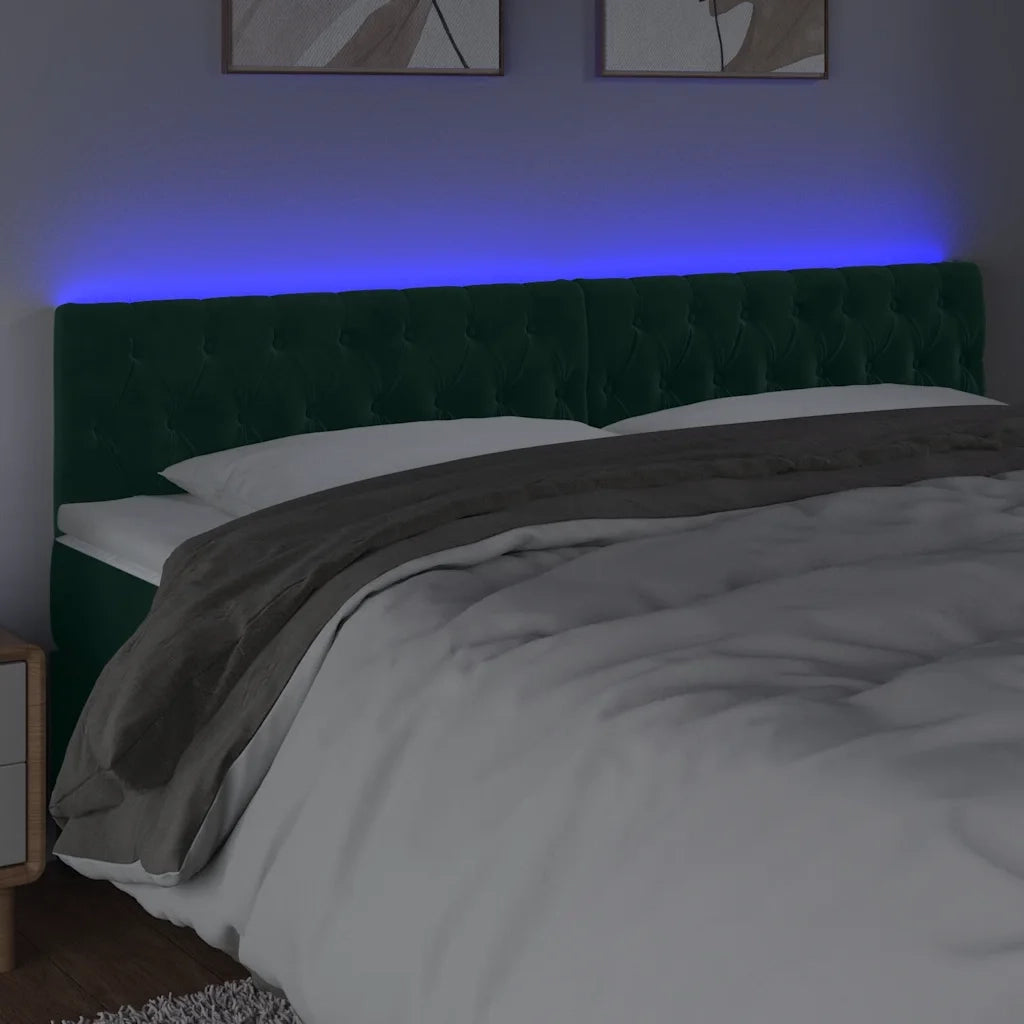 Testiera a LED Verde Scuro 200x7x78/88 cm in Vellutocod mxl 73793